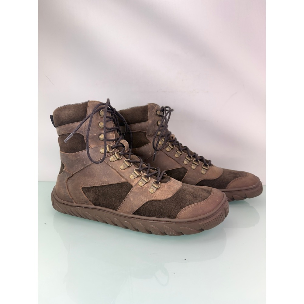 Zaqq Explorer Hiking Boots Mens 11 Brown Suede Leather Waterproof Barefoot